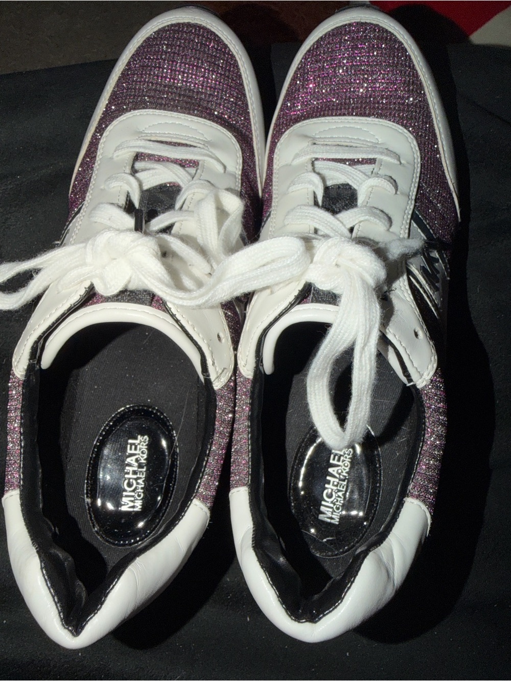 MICHAEL Michael Kors Sparkle Purple and White Lace-Up Sneakers